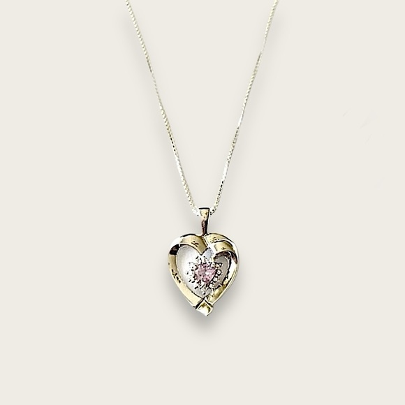 925 Sterling Silver Necklace Heart - Picture 1 of 12